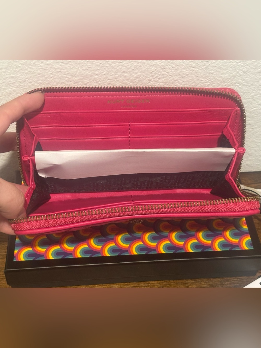 Kurt Geiger Hot Pink Quilted Zip-Around Wallet - Picture 10 of 12